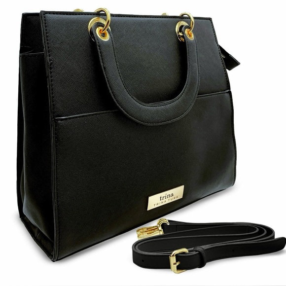 Trina Turk black double handle with front slip pocket NWT - Picture 1 of 2